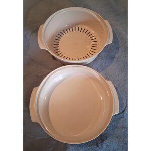 Tupperware Tupperwave Stacker strainer bowl and 1qt bowl almond for microwave